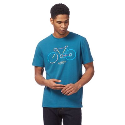 Big and tall turquoise bike print t-shirt